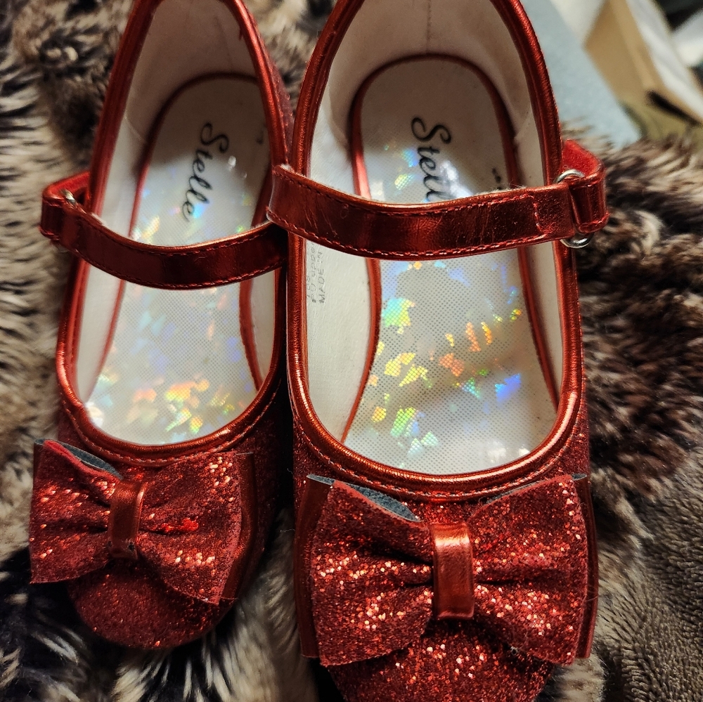 A191 Stellah Red Glitter Kids Shoes